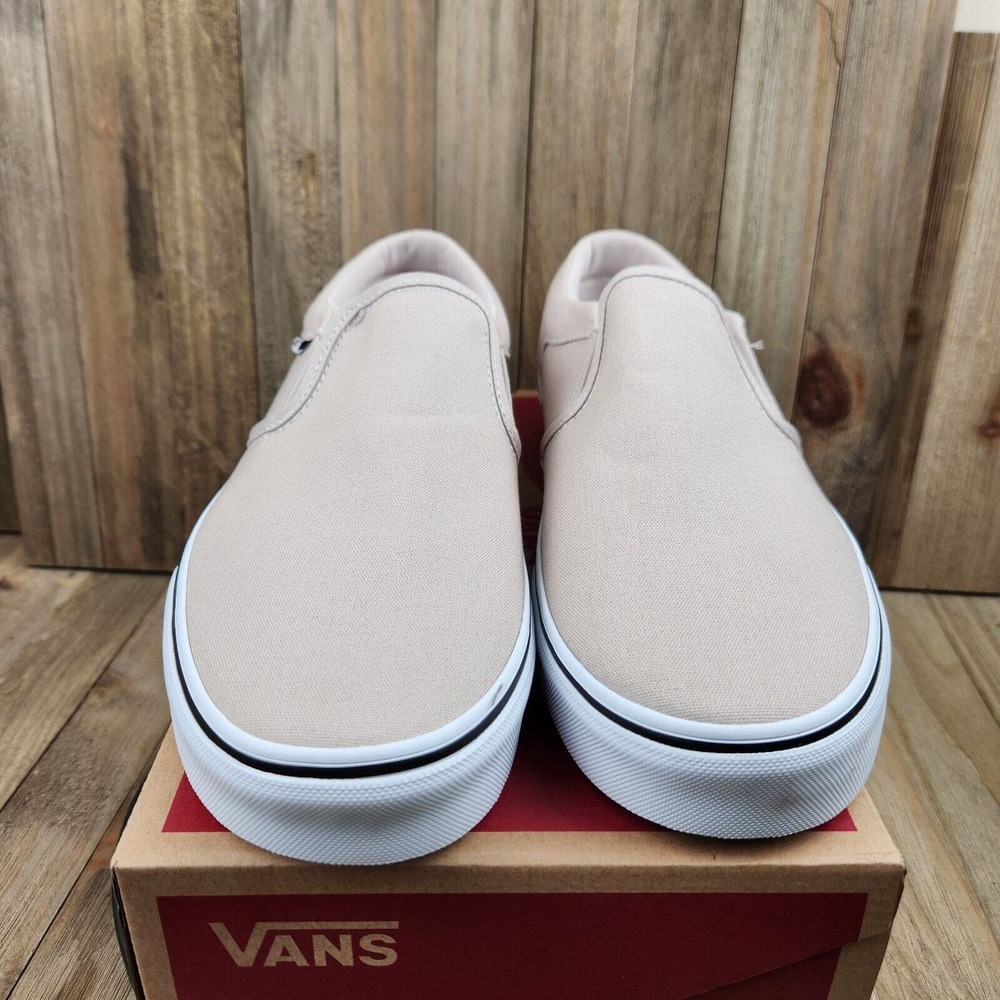 Mens Vans Asher Taupe Beige Canvas Athletic Slip On Shoes - Picture 3 of 8